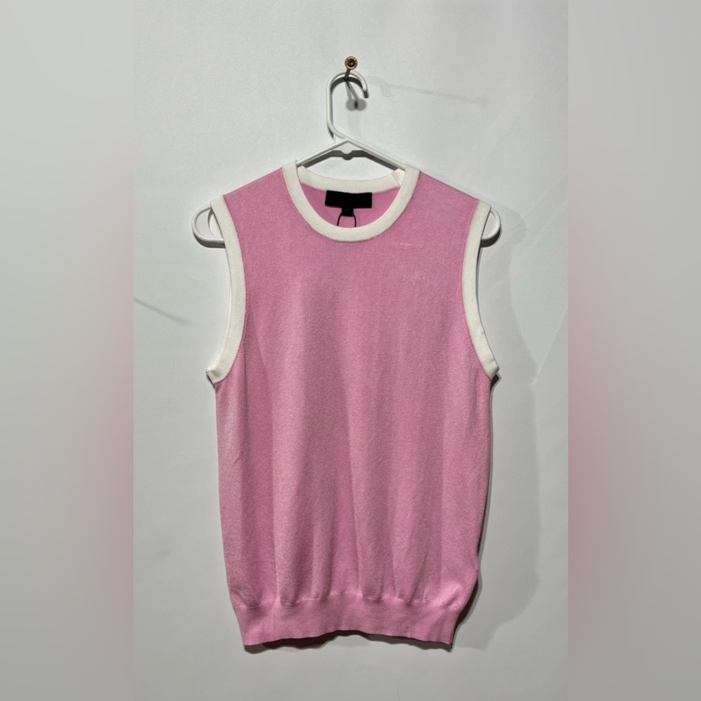 Zara Knit Wear Pink and White Sleeveless Sweater Size XL New‎ With Tags